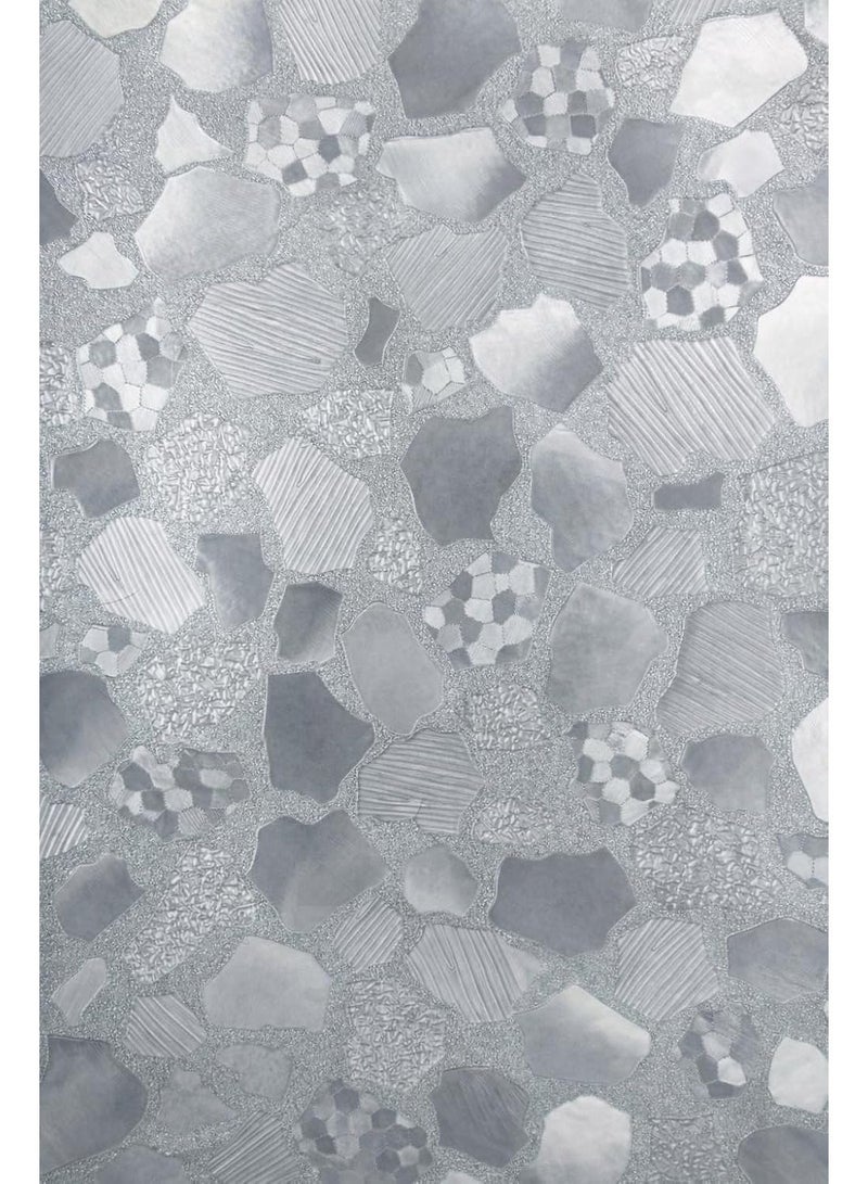 غشاء نافذة منقوش للخصوصية، غشاء زجاجي مزخرف للحماية من اشعة الشمس، غشاء الكتروستاتيكي سهل الاستخدام بالماء 2 متر × 45 سم، نافذة قابلة للازالة للمكتب والحمام والمطبخ وغرفة النوم (شكل 6) - Image 1